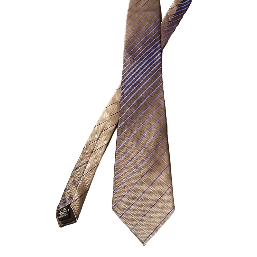 Covington Tan/olive greenish with blue 100% silk tie‎